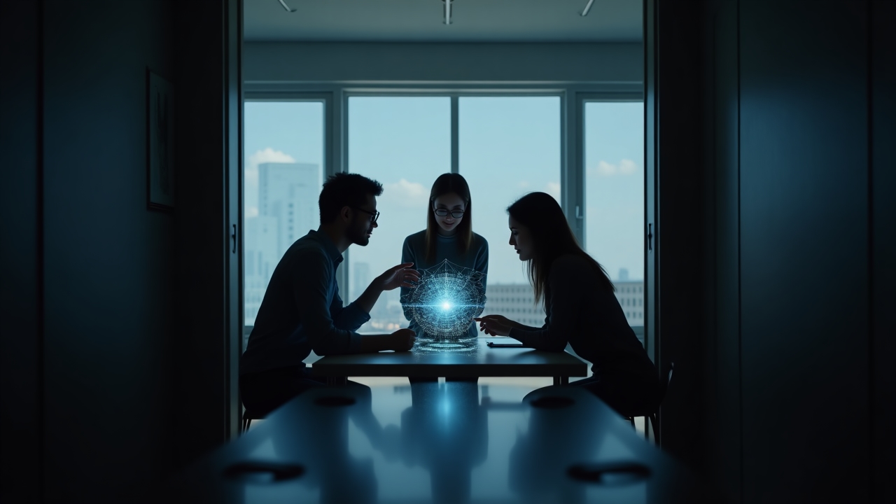 Kreatives Team arbeitet mit KI-Technologie